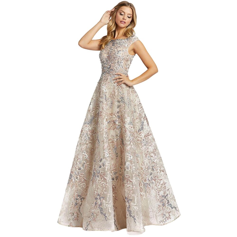 Mac Duggal Embellished Embroidered Floral Tulle Sleeveless Ballgown Size 4 NWT